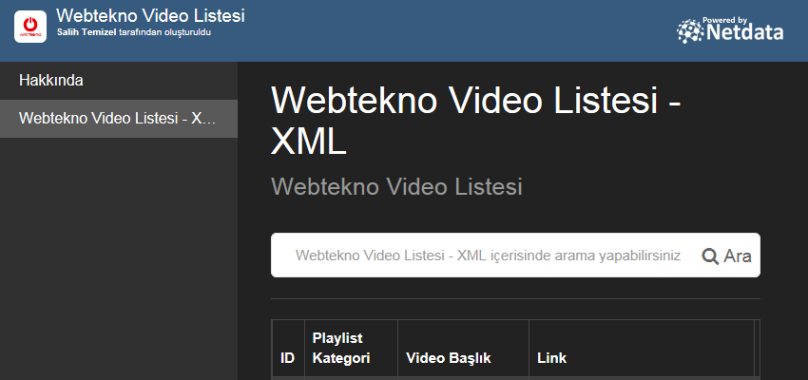 Webtekno Video Listesi - XML