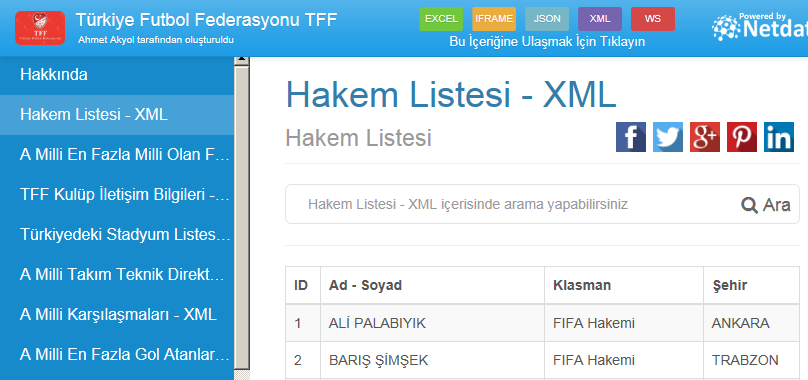 Hakem Listesi - XML