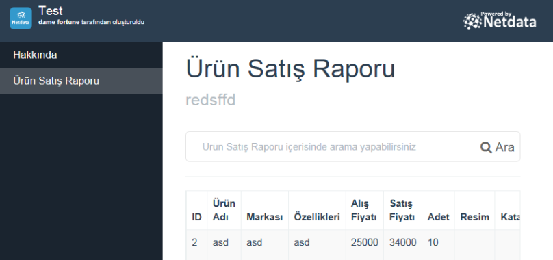 Ürün Satış Raporu