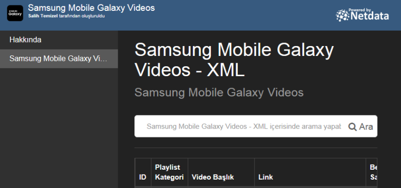 Samsung Mobile Galaxy Videos - XML