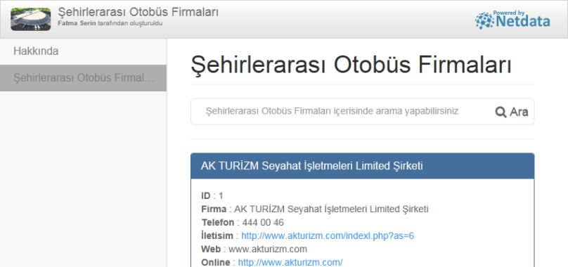 Şehirlerarası Otobüs Firmaları - XML