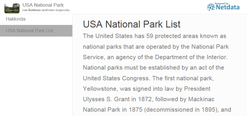US National Park List