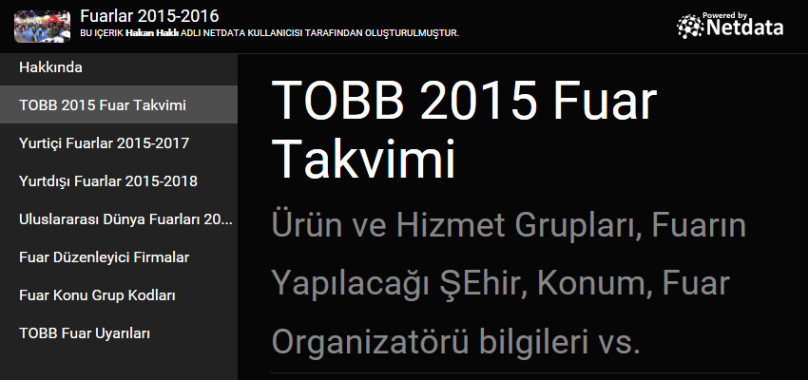 TOBB 2015 Fuar Takvimi