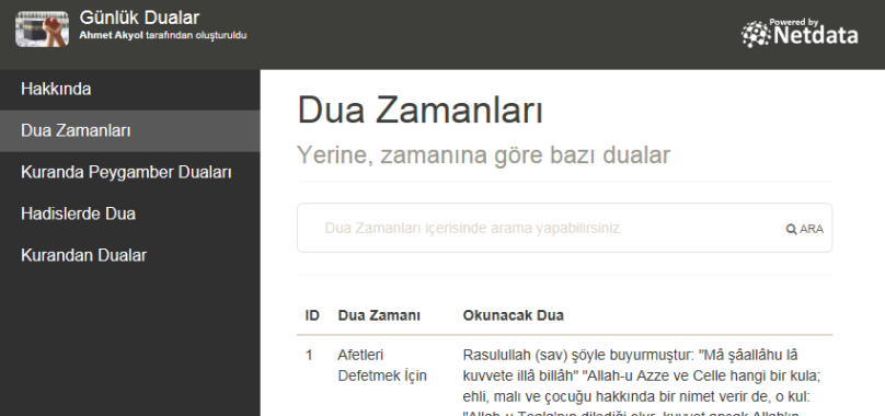 Dua Zamanları - XML