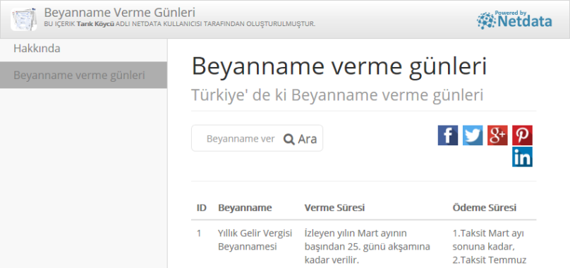 Beyanname verme günleri