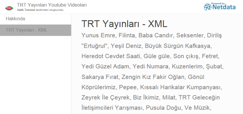 TRT Yayınları - XML