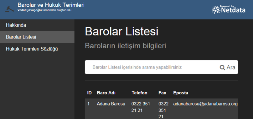 Barolar Listesi - XML