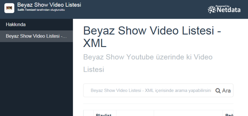 Beyaz Show Video Listesi - XML